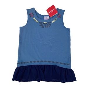 Hanna Andersson Girls Blue Peplum Hem Aztec Sleeveless Tank Top Size 8 NWT